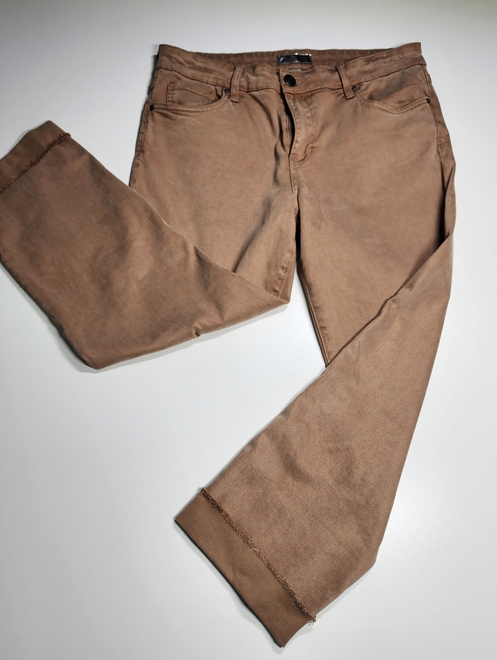 Kut From The Kloth Amy Crop Khaki Cuffed Straight Leg Pants Size 12